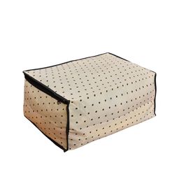 Home Fresh Set of 8 Cream-Colored & Black Printed Foldable Rectangle Cloth Saree Organiser image 4