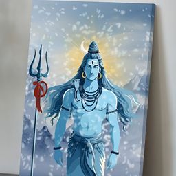 Art Street Blue Anaadi Lord Shiv Ji Mahadev Canvas Religious Wall Art-44