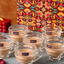 THE ARTMENT Off White 6 Pcs Glass Transparent Cups 200 ml-52