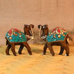 CraftVatika Brown Wooden Camel Showpiece-image-22