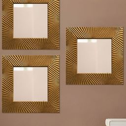 Art Street Beige 3-Pcs Patterned Square Shaped Wall Mirrors-33