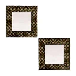 Art Street Black & Beige 2-Pcs Patterned Square Shaped Wall Mirrors image 3