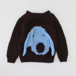 Woonie Unisex Kids Brown & Blue Pullover with Applique Detail-11