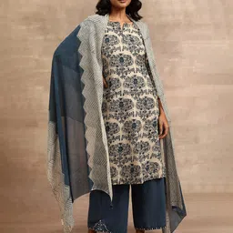 W The Folksong Collection Geometric Printed Dupatta With Tasselled Border-19