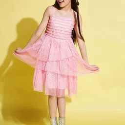 Stylo Bug Girls Self Design Fit & Flare Dress-image-38