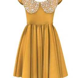 BAESD Flower Embroidered Neckline Fit & Flare Dress-picture-4