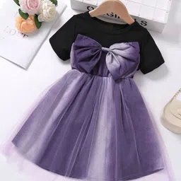 BAESD Girls Abstract Printed Bow Detail Fit & Flare Dress-56