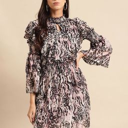 DODO & MOA Printed Smocked Georgette Dress-image-8