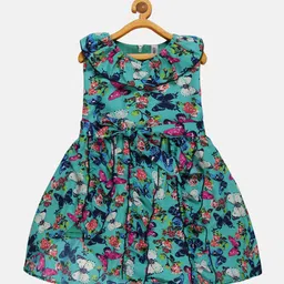 KiddoPanti Girls Floral Printed Georgette Dress-picture-44