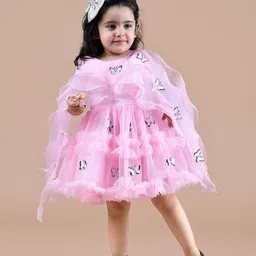 BAESD Girls Embellished Net Round Neck Sleeveless A-Line Casual Dress-image-88