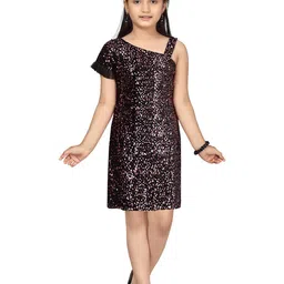 Aarika Pink Embellished Sequin Net A-Line Dress-10