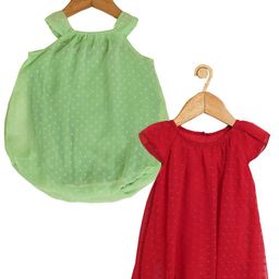 Creative Kids Infants Pack Of 2 Self Design A-Line Dresses-3