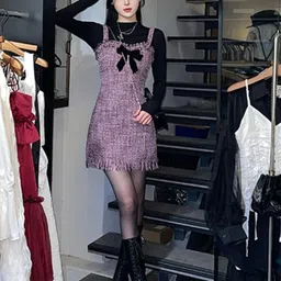 StyleCast Black Self Design A-Line Dress-image-15