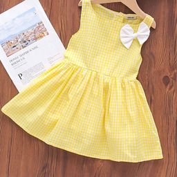INCLUD Girls Checked Bow Cotton Fit & Flare Dress-picture-18