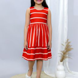 Ka-mee Girls Striped Cotton Fit & Flare Dress-image-60