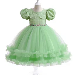 StyleCast Green Layered Fit & Flare Party Dress-image-55