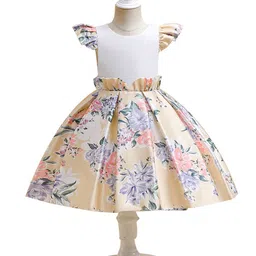 StyleCast Girls White Round Neck Floral Print Ruffled Fit & Flare Dress-image-14