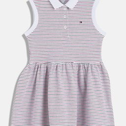Tommy Hilfiger Girls Cotton Shirt Collar Striped Sleeveless Fit & Flare Dress-image-72