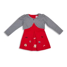 Peppermint Girls Conversational Printed A-Line Dress With Shrug-image-42