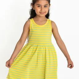 Campana Girls Striped Round Neck Cotton Fit & Flare Dress-image-48