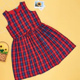 YU by Pantaloons Girls Checked Pure Cotton Fit and Flare Dress-image-82