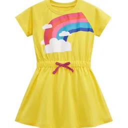 StyleCast Girls Yellow Graphic Printed Cotton A-Line Dress-25