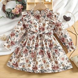 BAESD Girls Floral Printed Ruffled Fit & Flare Dress-image-15