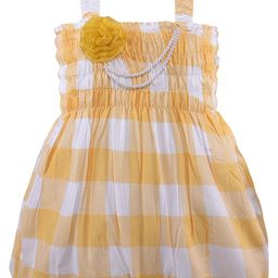 Wish Karo Girls Checked Smocked Balloon Dress-image-40