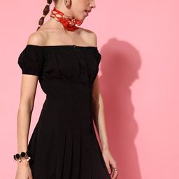 STREET 9 Women Stunning Black Solid Dress-image-61