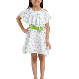 Kids Cave Girls Floral Print Cold-Shoulder A-Line Dress-picture-5