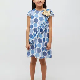 One Friday Girls Polka Dot Printed Bow Detail A-Line Dress-14