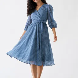 AASK Self Design Wrap Midi Dress-image-95