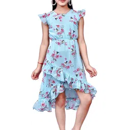 BAESD Floral Print Flutter Sleeve Georgette Fit & Flare Dress-49