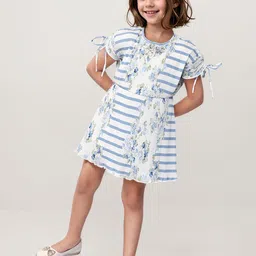 Toonyport Girls Round Neck Striped Fit & Flare Dress-image-76