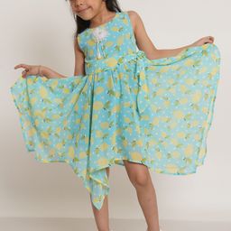 Creative Girls Print Georgette Fit & Flare Dress-image-87