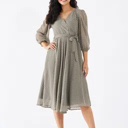 AASK Self Design Wrap Midi Dress-image-96