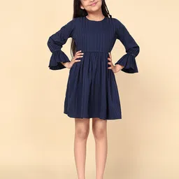 FASHION DREAM Girls Striped Bell Sleeves Fit & Flare Dress-36