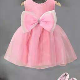 A.T.U.N. Girls Round Neck Opaque Fit & Flare Dress With Bow-29