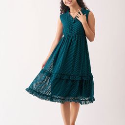 AASK Self Design Crepe Fit & Flare Dress-picture-7