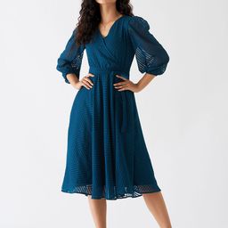 AASK Geometric Self Design Tie Ups Wrap Dress-picture-15