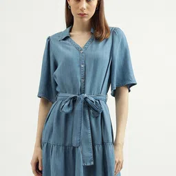 United Colors of Benetton Flared Sleeves BeltedFit & Flare Dress-picture-51