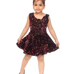 BAESD Girls Embellished Sequined Crepe Fit & Flare Dress-image-73