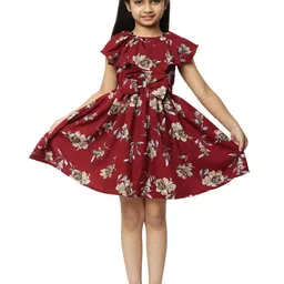 BAESD Girls Floral Printed Crepe A-Line Dress-11