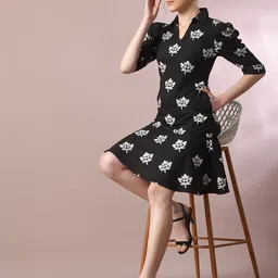 Myshka Floral Printed Fit & Flare Dress-picture-12