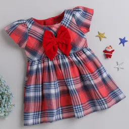 MANY FROCKS & Girls Checked Pure Cotton Fit & Flare Dress-image-77