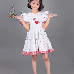 Little Llama Girls Printed Flutter Sleeve Fit & Flare Dress-image-43