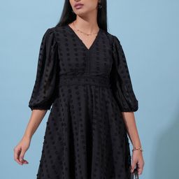 Tokyo Talkies Puff Sleeve Fit & Flare Dress-image-92
