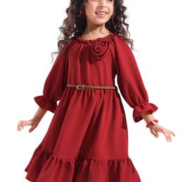 Hola Bonita Girls Puff Sleeve Fit & Flare Dress-image-47