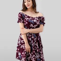 all about you Women Floral Printed Fit & Flare Above Knee Dress-image-53