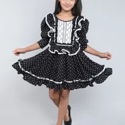 BAESD Polka Dot Print Puff Sleeve Fit & Flare Dress-image-19